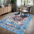 GLN Traditional Collection - Machine Washable Area Rug, Non Slip, Low Pile Chenille Living Room, Bedroom, Kitchen Rug (Blue)-71053312
