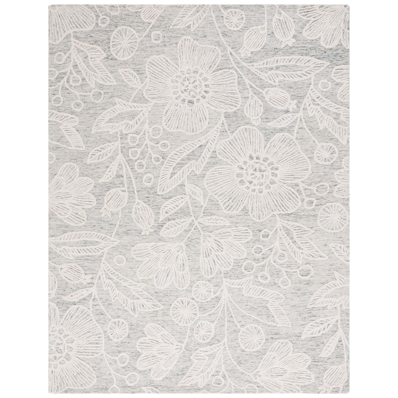 Hand Tufted Wool Floral Rug, Rectangle 8' x 10'