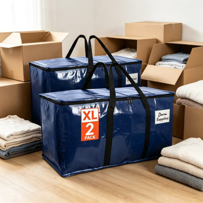 Reli. Sacs de transport robustes pour le rangement et l'emballage, sacs fourre-tout extra larges avec poignées et fermetures à glissière, sacs d'emballage durables comme alternative aux boîtes de déménagement, articles essentiels peu encombrants pour les dortoirs et les petits espaces