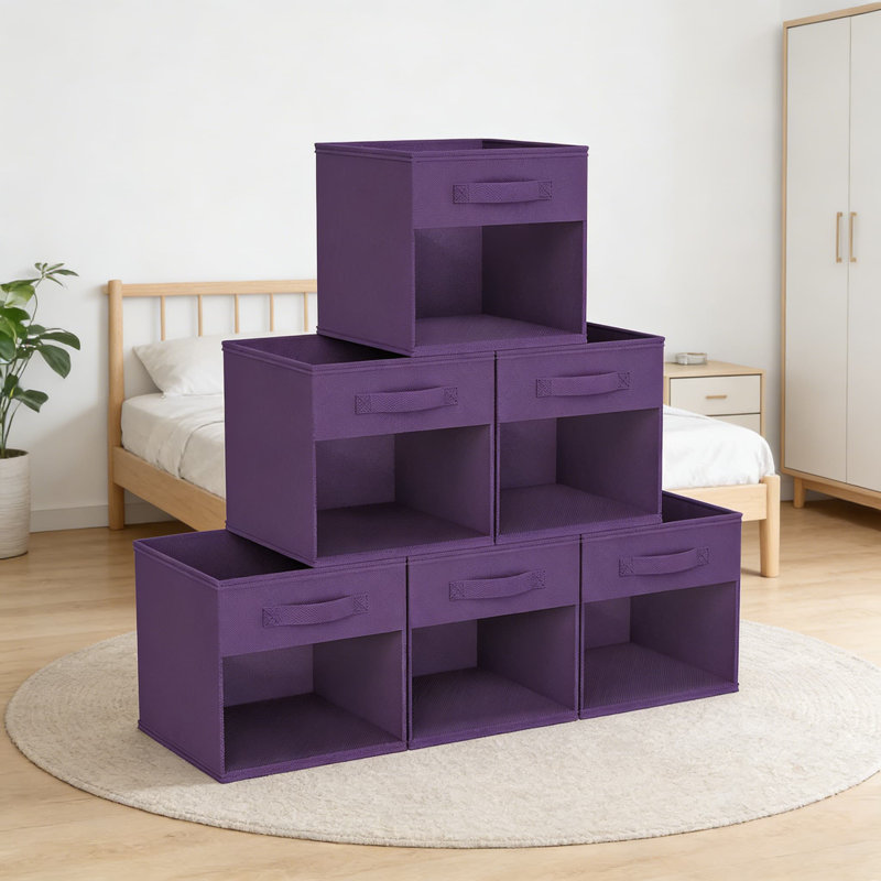 6 Pack Foldable Storage Cubes With Clear Window And Handles, Closet Organizer Bins For Clothes, Toys, Books, And Home Organization