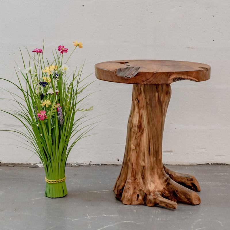 Burruss Solid Wood Tree Stump End Table