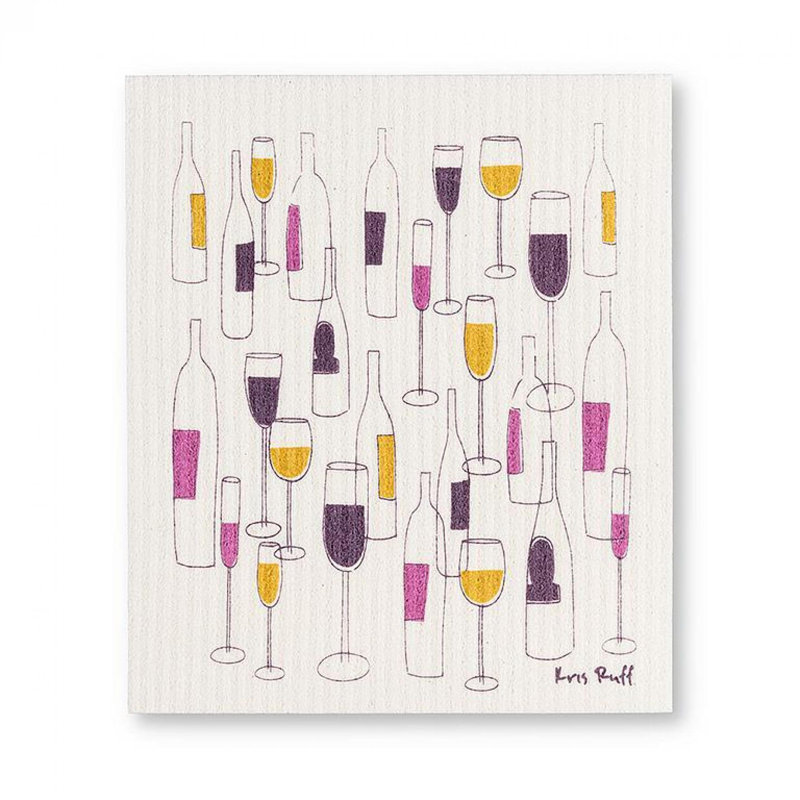 Wine Bottles & Glasses Dishcloth