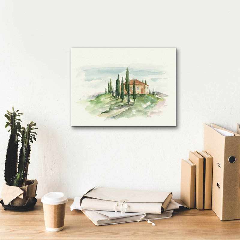«Watercolor Tuscan Villa II» par Ethan Harper, art mural sur toile, H 12 po x l 16 po x P 0,75 po