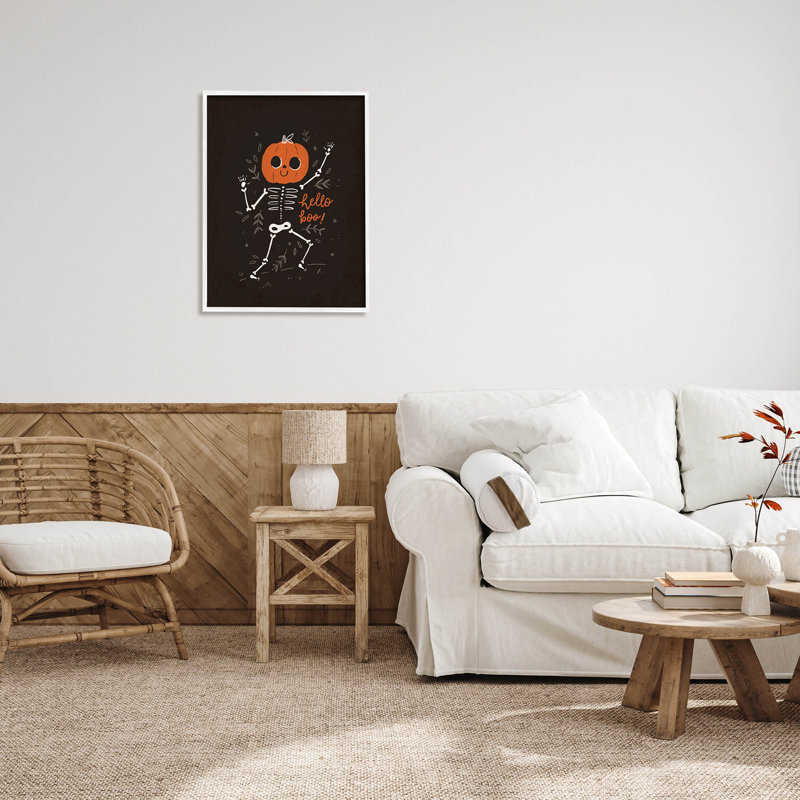 «Hello Boo Halloween» souriant à -111, H 30 po x l 24 po x P 1,5 po, Giclée encadrée blanc bord de mer