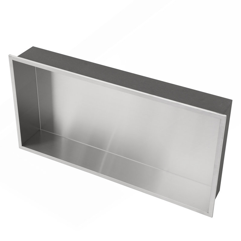 25" x 13" Stainless Steel Shower Niche, Brushed Nickel, Brushed Nickel, 3.94" H x 25" W x 13" D