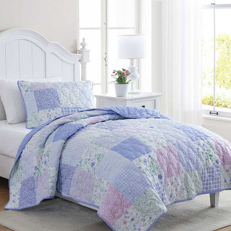 Ensemble de courtepointe mauve Laura Laura, Courtepointe double et 2 taies décoratives standa