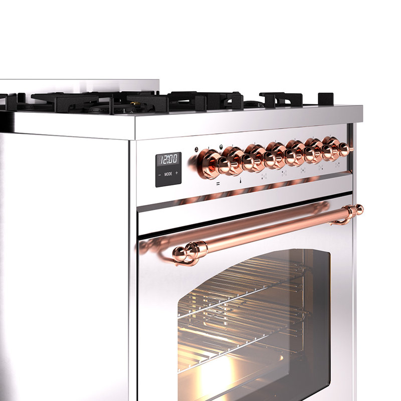ILVE Nostalgie II 30 in Dual Fuel Range, Blue Gray/Copper, Natural Gas