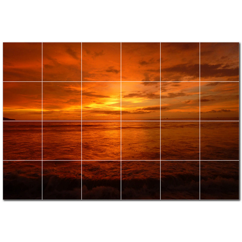 Murale en céramique satinée Sunset Photo 6 po x 6 po