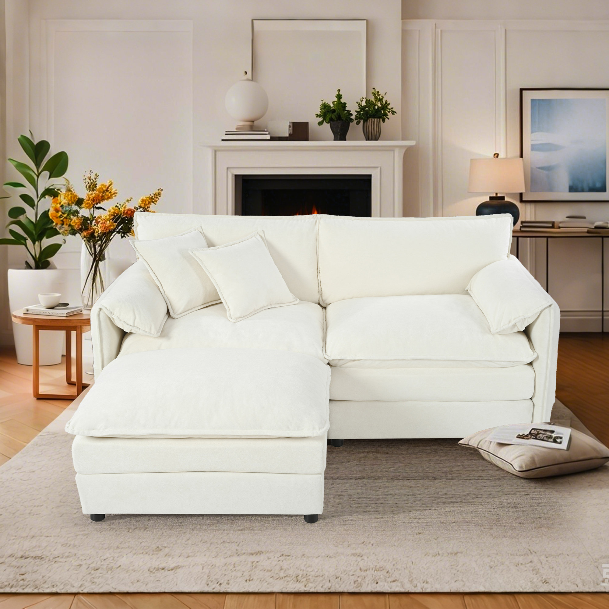 Latitude Run® Shugar 75.59"W Deep Seat Sectional Sofa Cloud Couch with ...