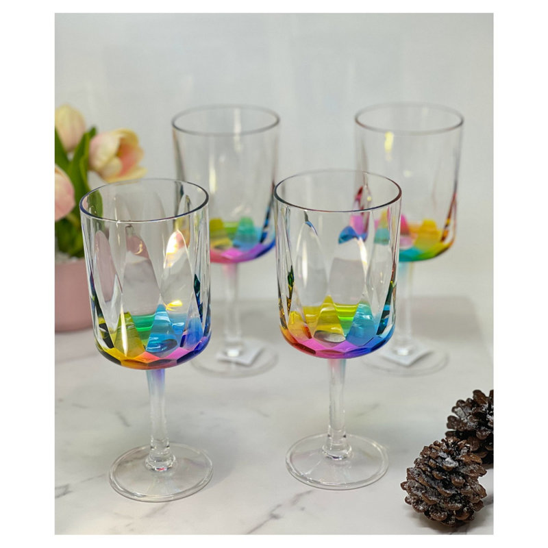 Rainbow Diamond Plastic Wine Glasses