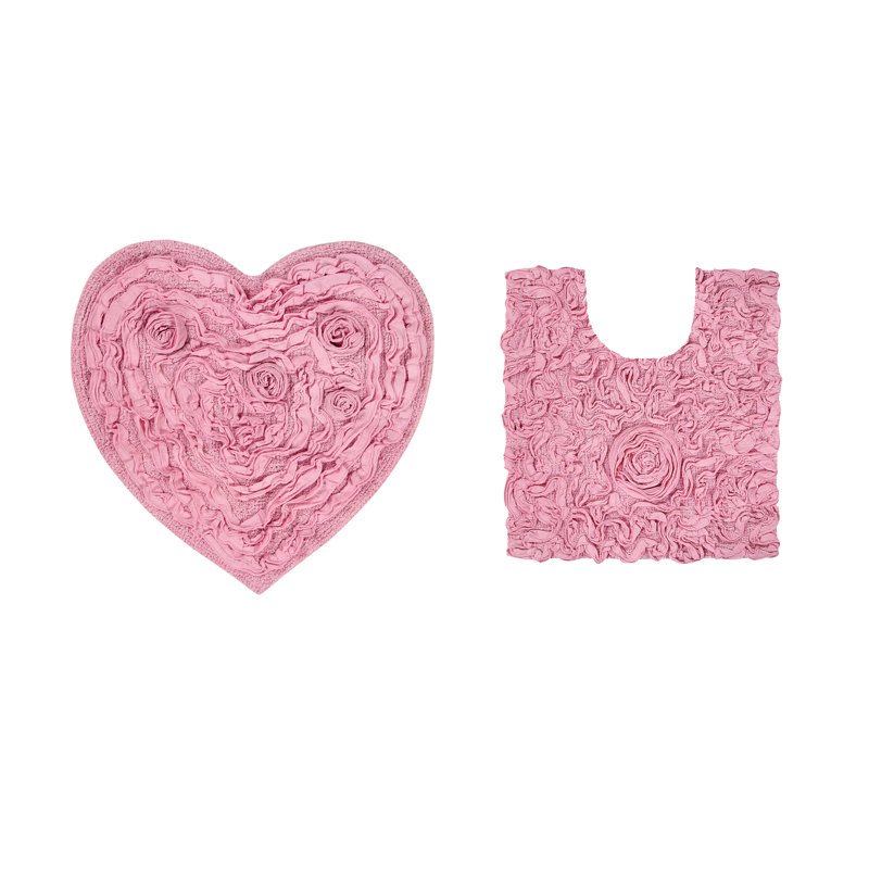 Tapis 100% coton lavable à la machine de la collection Bell Flower (ensemble de 2), Rose
