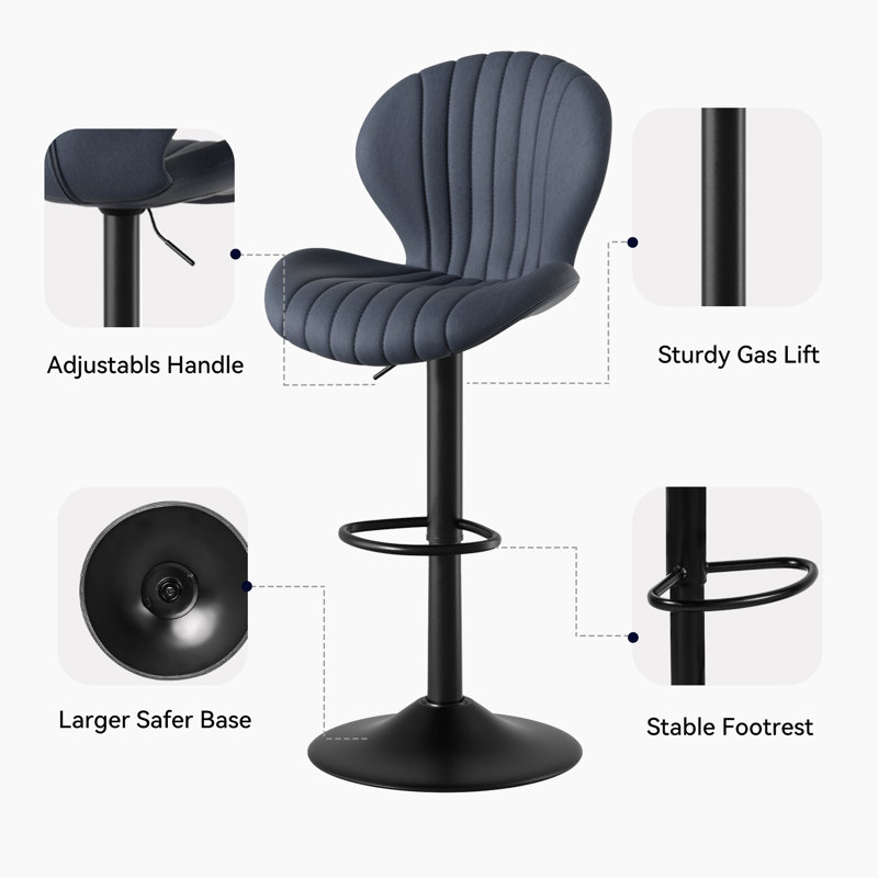 19.29" Bar Stools Set of 2 Modern Swivel Bar Chairs, Barstools Counter Height with High Backrest, Easy 3-5 Minute Assembly for Bar, Kitchen, Dining Room
