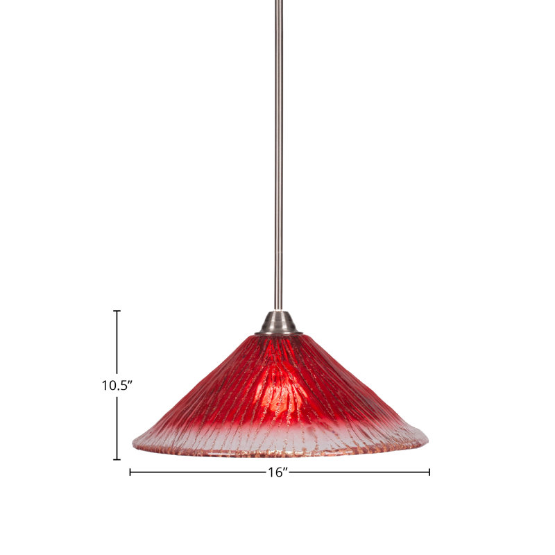 Averyon Paramount Stem Hung Pendant Glass, Red, 10.5" H x 16" W x 16" D, Brushed Nickel