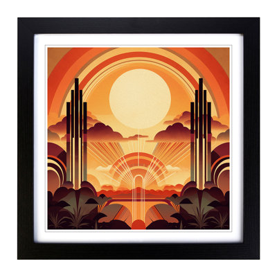 Art Deco Sunset Vintage Art - Framed Print