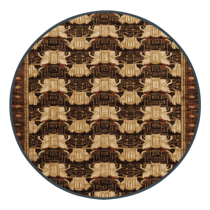 Tapis noir Art Deco lavable à la machine, Rond 5 pi