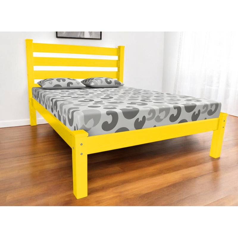 Canary Yellow Solid Wood Queen Bed Frame