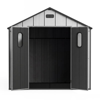 Spacious Storage Sheds, 8x6 Ft Resin Steel Modern Outdoor Garden Shed