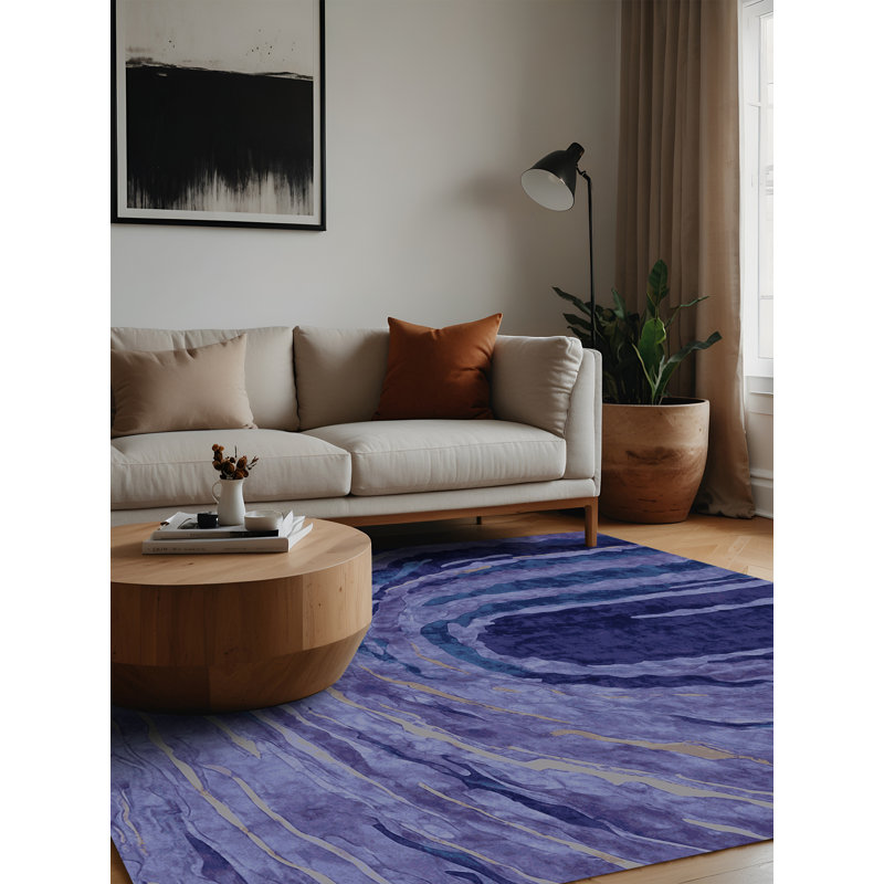 Machine Washable Purple Area Rug, Square 4'