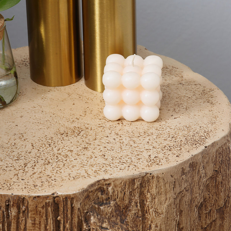 Tabouret de souche d'arbre, table d'appoint décorative, table de bout en béton avec finition grain de bois