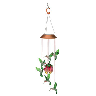 Mobile de jardin 28 po à énergie solaire en métal et acrylique avec panneau solaire intégré et finition résistante aux intempéries