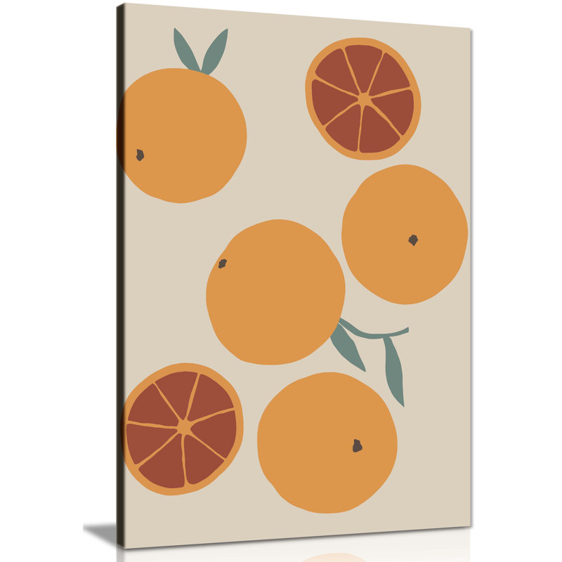 Oranges Graphic Illustration - Wrapped Canvas Painting, 31cm H x 20cm W x 1.8cm D