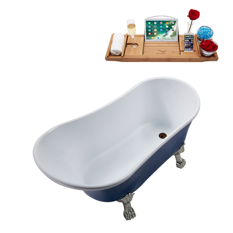 55.1'' x 26.8'' Soaking Acrylic Bathtub, Brushed Nickel, Matte Oil Rubbed Bronze