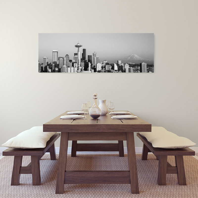 Skyline Seattle Washington State USA 1 Piece Wrapped Canvas Panoramic Wall Art, 40.64 cm H x 121.92 cm W