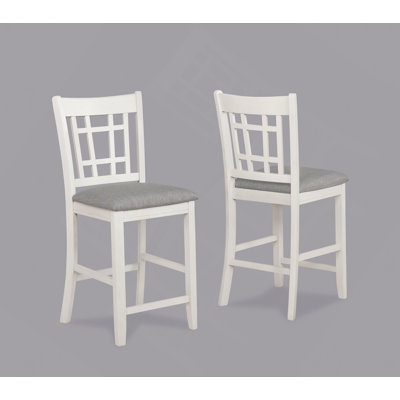 2Pc Counter Height Upholstered Pub Chairs Dining Room Wooden Solid Wood Furniture