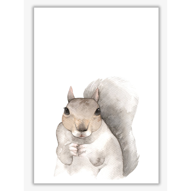 Forest Friends, Cute Squirrel - Painting, 30 cm H x 21 cm W x 1 cm D, No Frame