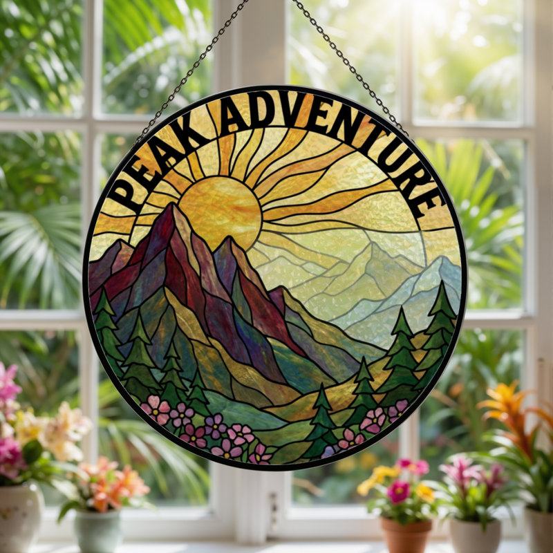 Panneau de vitrail 12 "H Sunrise, H 12 po x l 12 po 