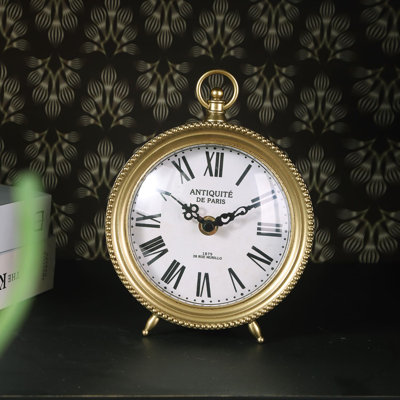 Horloge de table dorée, étagère de bureau silencieuse à pile, conception classique à piles, décoration intérieure pour le salon, manteau de cheminée, bureau, comptoir