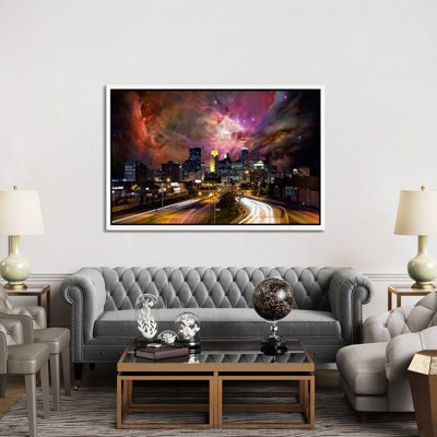 Minneapolis, Minnesota Orion Nebula Skyline 1 Piece Floater Frame Wall Art on Canvas