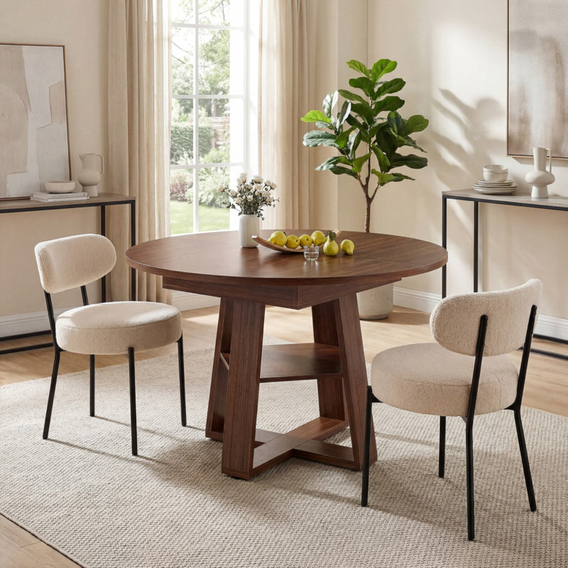Table de salle à manger extensible et chaises, table de cuisine moderne avec sièges, Beige, Noir