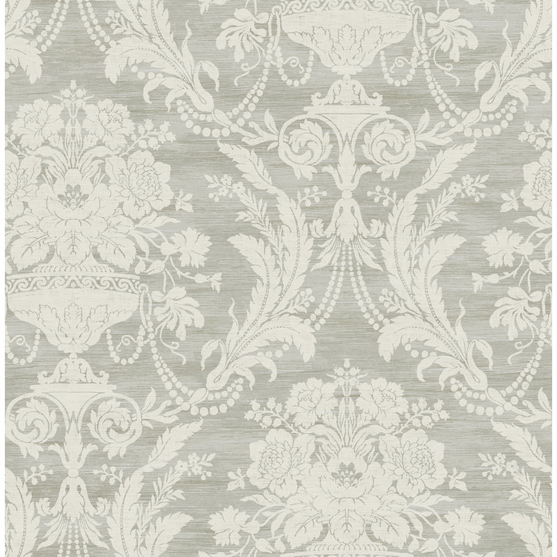 Desrochers Damask Roll, Grey/Ivory