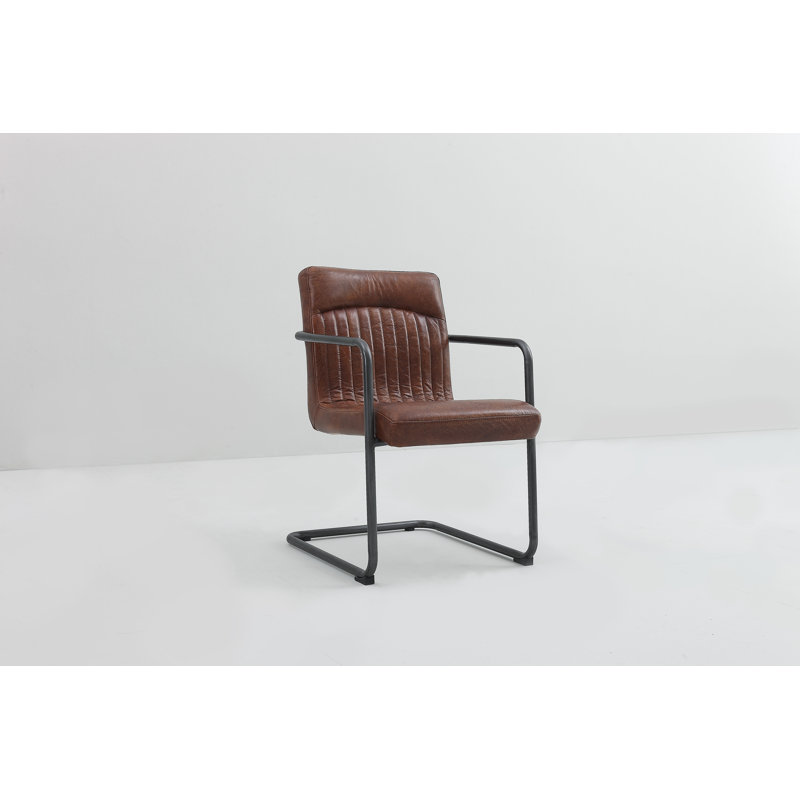 Fauteuil en cuir et métal, Brun
