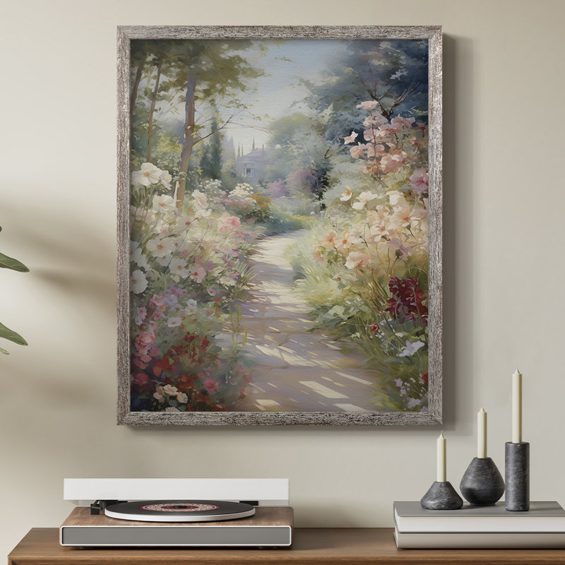 Reproduction florale vintage encadrée CCXCVIII - bois massif, 21" H x 17" W