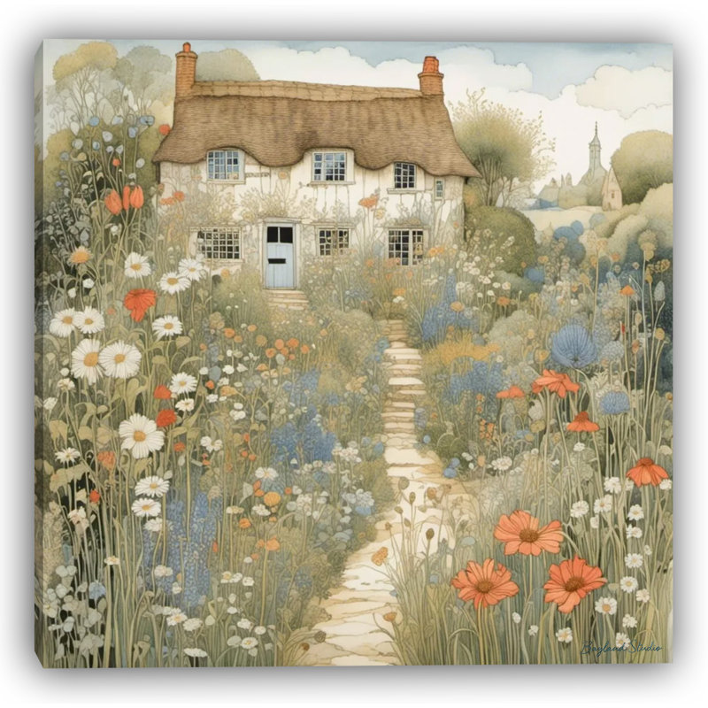 Cottage Garden Path - Art mural sur toile tendue, H 12 po x l 12 po