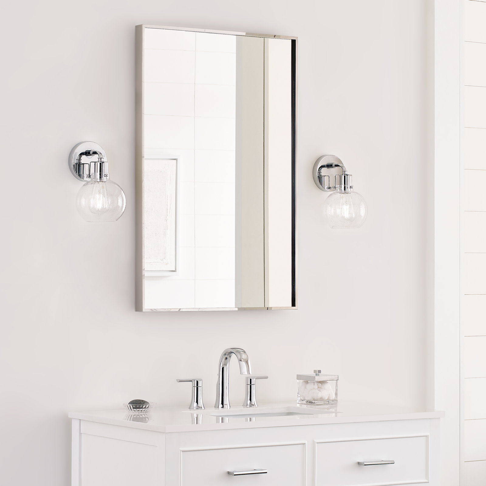 Byrne Single Light Dimmable Armed Sconce, Chrome