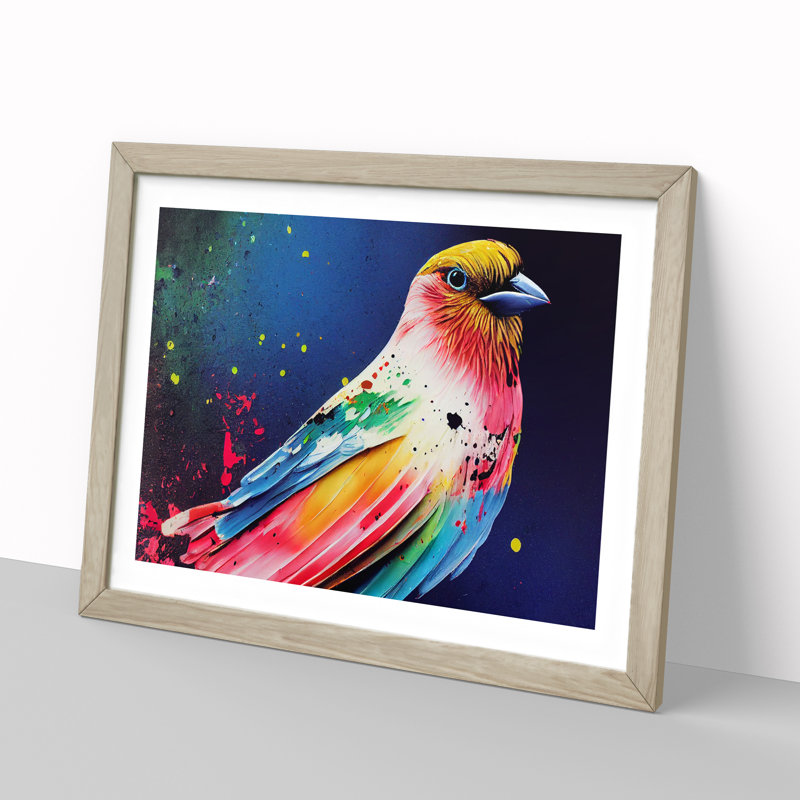 Bird Splash Vol.4 Abstract - Framed Print, 46cm H x 64cm W x 2cm D, Oak