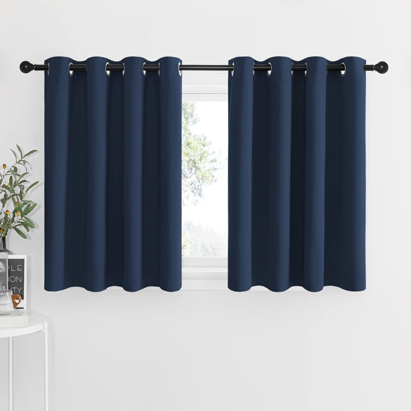 NICETOWN Blackout Small Window Valances, Rustic Farmhouse Curtains Grommet Top Thermal Insulated Window Drapes for Kitchen/Bathroom/Basement, 2 Panels.