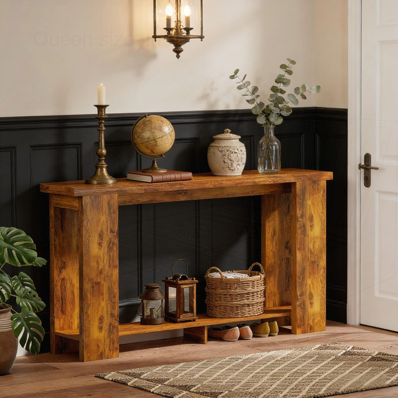 Modern Farmhouse Console Table, Distressed Brown