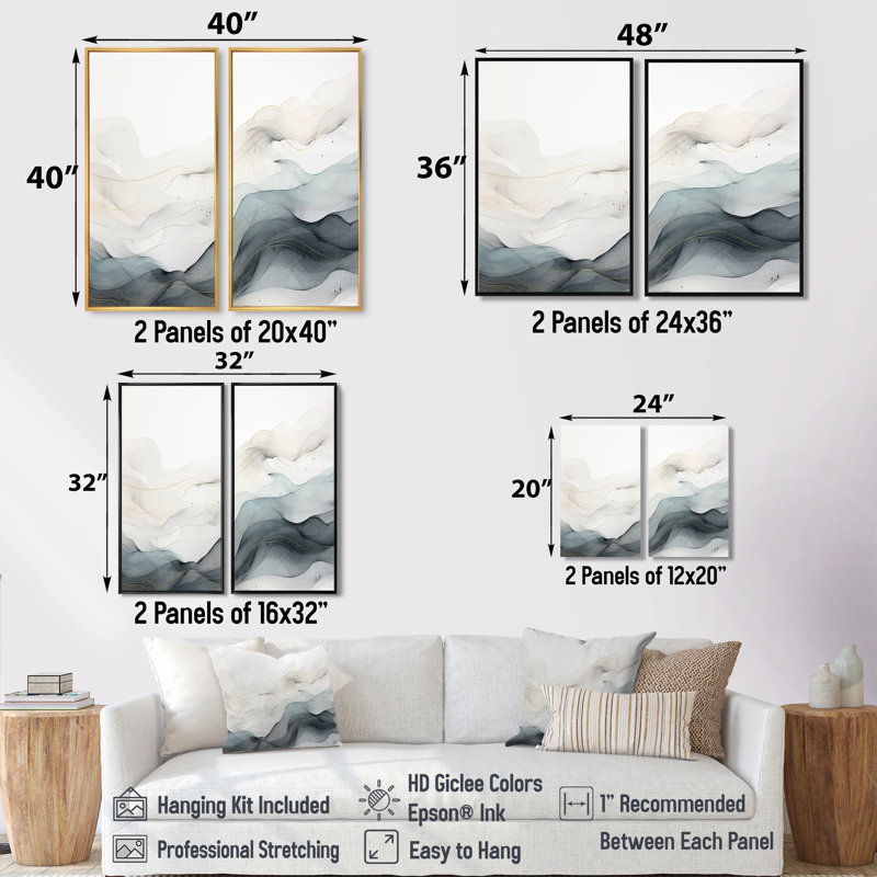 Dahnish - Line Art, art mural grand, Noir, H 36 po x l 48 po, Impression encadrée flottante