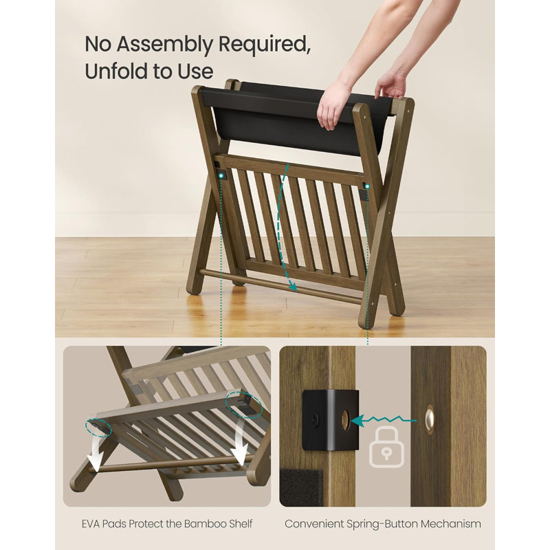 Bamboo Luggage Rack, Foldable Suitcase Stand