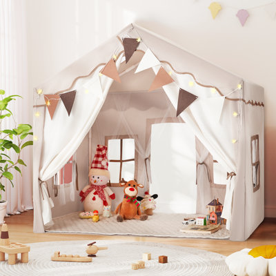 53.9" L X 36.4" W  Kids Tent Playhouse With Led Star Light & Padded Mat