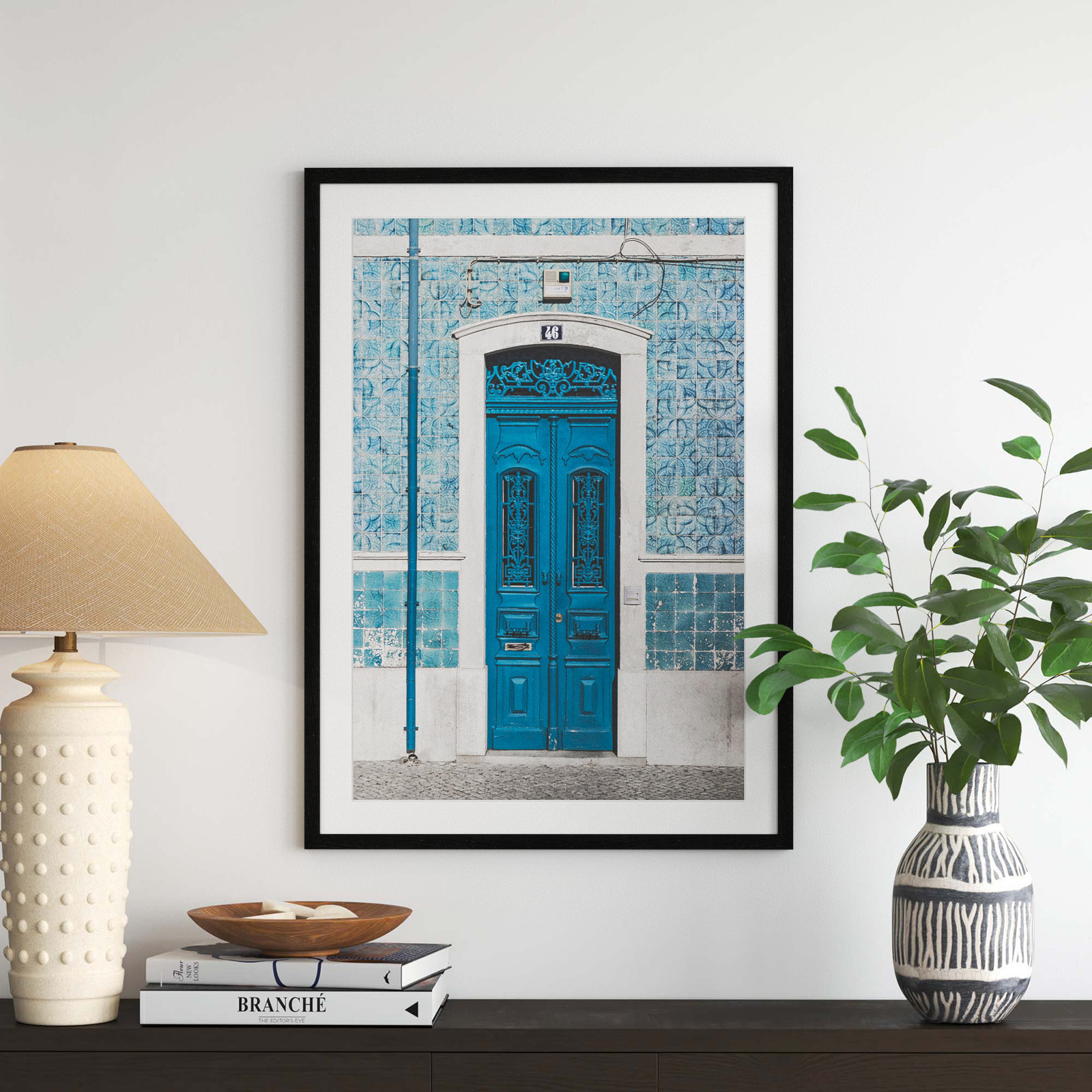 Blue Door Of Caldas De Rainha, Portugual by Catarina Carvalho, Black, 35.5" H x 25.5" W x 0.75" D