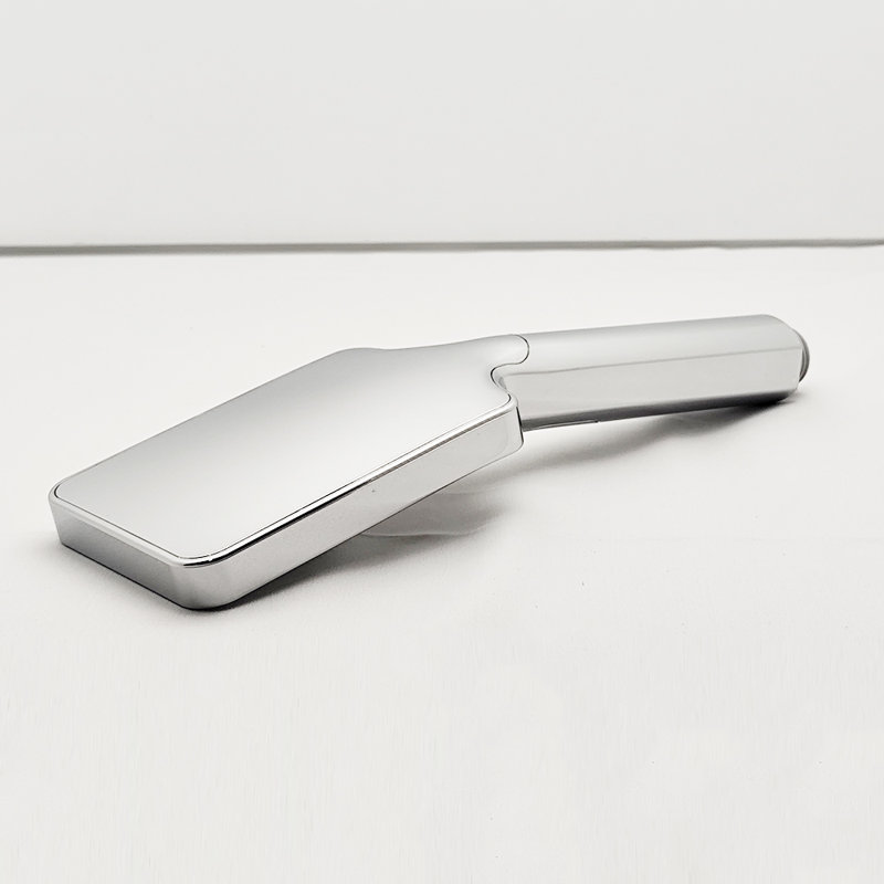 Système de tuyau de douche thermostatique exposé à trois fonctions Zen avec pomme de douche à pluie carrée de 10 po x 10 po x 1/5 po et douchette à main et douchette à 3 fonctions.