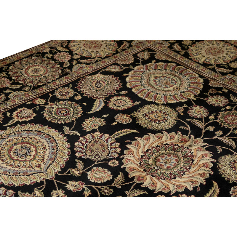 Tapis noir / brun / gris noué à la main de haute qualité