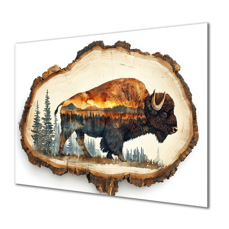 Margorie III - art mural en métal bison, H 12 po x l 20 po