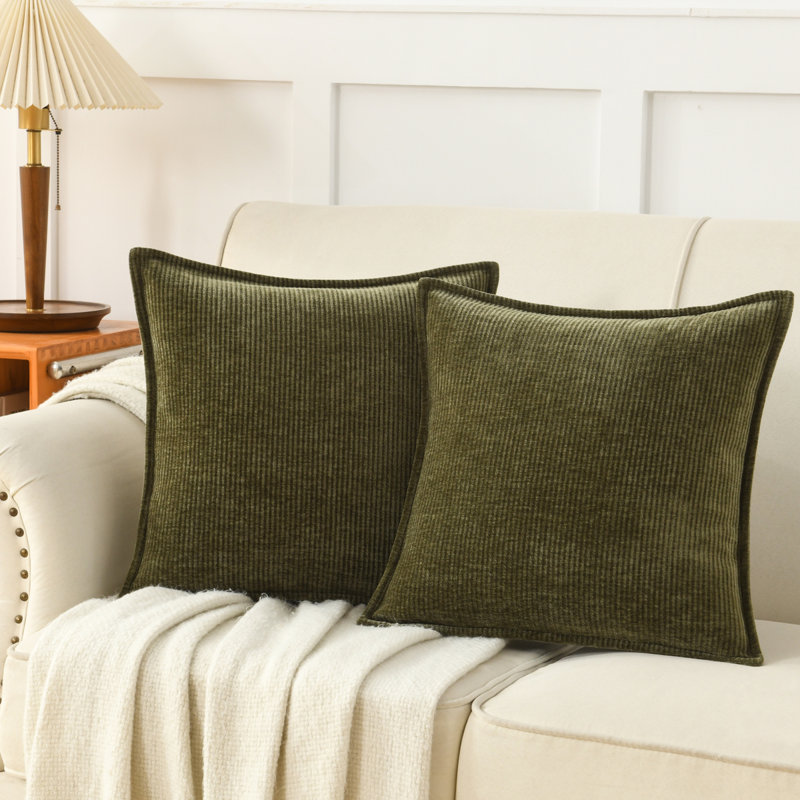 Housse de coussin en chenille, Carré 20 po, Vert