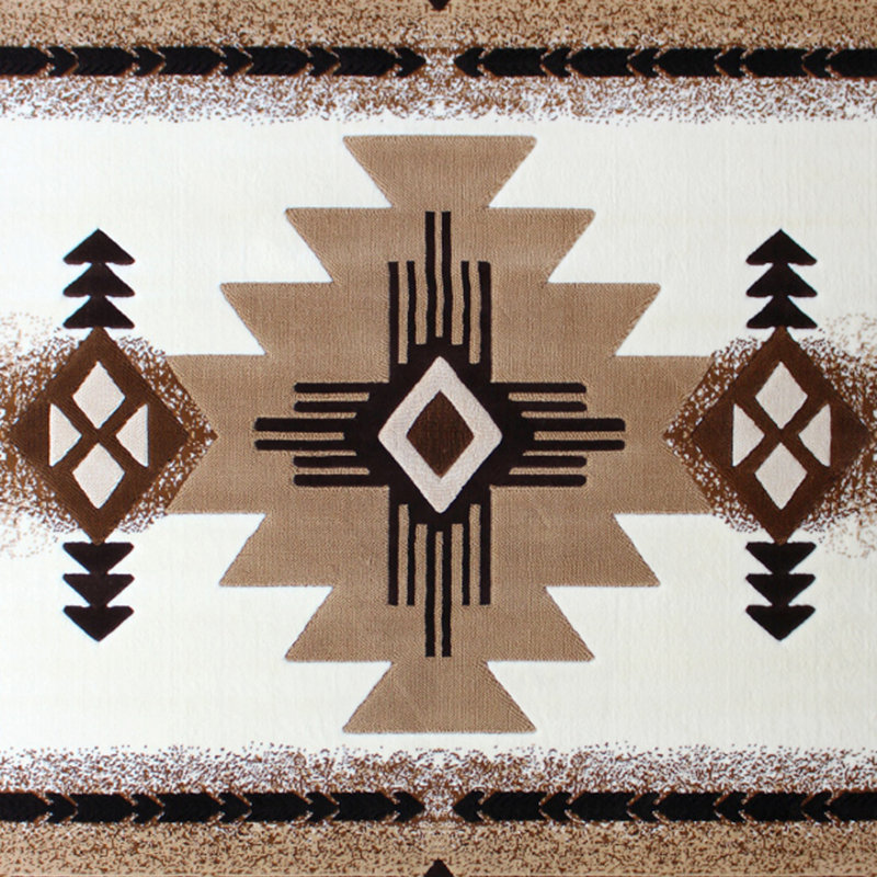 Leitha traditionnel en fibre d'oléfine, Rectangle 5' x 7'
